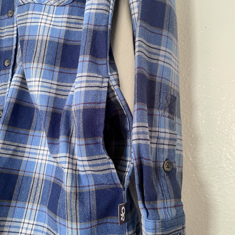 Outdoors Research Button‎ Down Shirt Women's XS Blue Flannel Long Sleeve - Picture 7 of 8